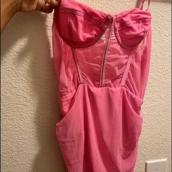 Pink Ruched Mini Dress - Picture 2 of 5